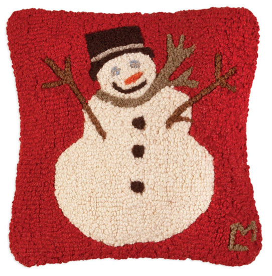 Frosty Snowman Hooked Pillow by Chandler 4 Corners