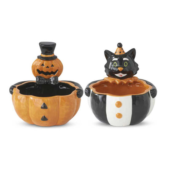 Pumpkin & Cat Head Bowls Set by K & K Interiors