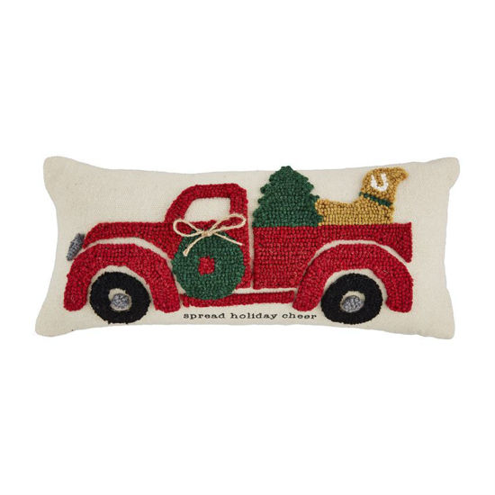 Christmas Truck Hooked Pillow by Mudpie