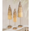 Peaceful Gold Glitter Bottle Brush Trees Set by Bethany Lowe Designs