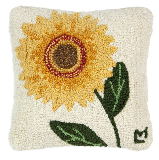 Sunflower Bloom Hooked Pillow by Chandler 4 Corners