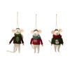 Wool Felt Mouse in Holiday Sweater Ornament - Tree by Creative Co-op