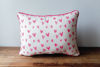 Valentine Heart Pattern Pillow with Hot Pink Piping by Little Birdie