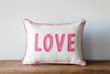 Love Pillow with Heart Pattern Back and Hot Pink Piping by Little Birdie