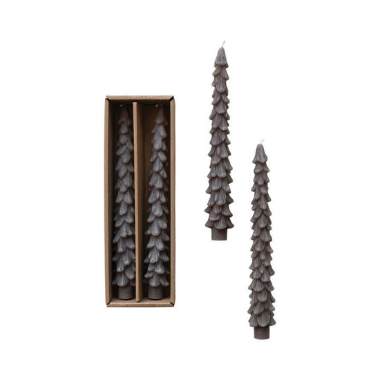 Tree Shaped Taper Candles Pewter Color Set by Creative Co-op