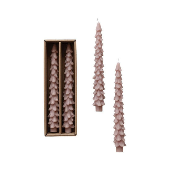 Tree Shaped Taper Candles Khaki Color Set by Creative Co-op