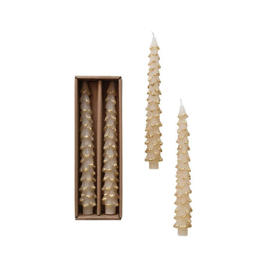 Tree Shaped Taper Candles Eggnog Color Set by Creative Co-op