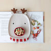 Stoneware Reindeer Platter with Red Nose Dish by Creative Co-op