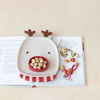 Stoneware Reindeer Platter with Red Nose Dish by Creative Co-op