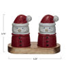 Santa Salt & Pepper Set with Wood Tray by Creative Co-op