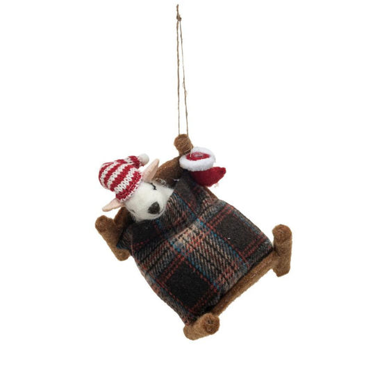 Wool Felt Mouse Sleeping Ornament - Hat & Stocking by Creative Co-op