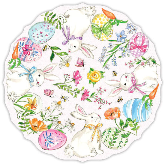 Pink Spring Bunnies Round Placemats 10 Pack by Roseanne Beck Collections