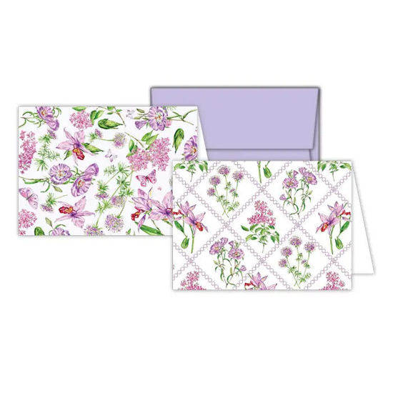 Lavender Botanical Grid Petite Note Set by Roseanne Beck Collections