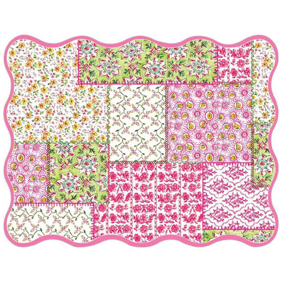 Pink Patchwork Quilt Posh Placemat 10 Pack by Roseanne Beck Collections