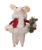 Wool Felt Mouse Santa - Holding Wreath by Creative Co-op