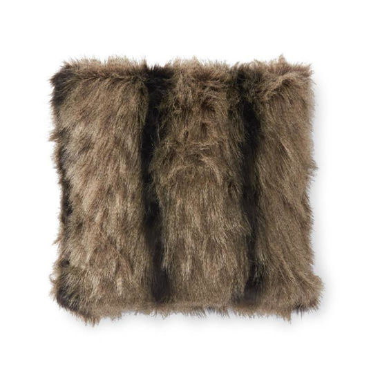Brown & Black Striped Faux Fur 18" Pillow by K & K Interiors
