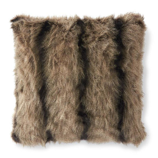 Brown & Black Striped Faux Fur 24" Pillow by K & K Interiors