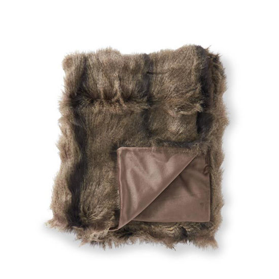 Brown & Black Striped Faux Fur 60" Throw Blanket by K & K Interiors
