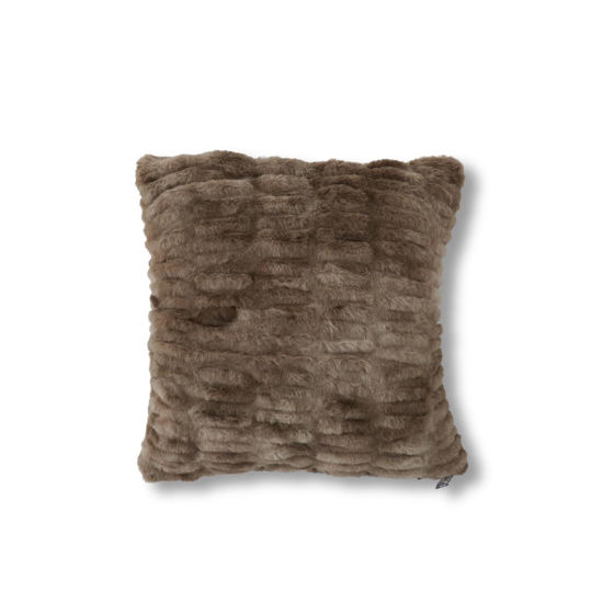 Brown Ribbed Faux Fur 18" Pillow by K & K Interiors