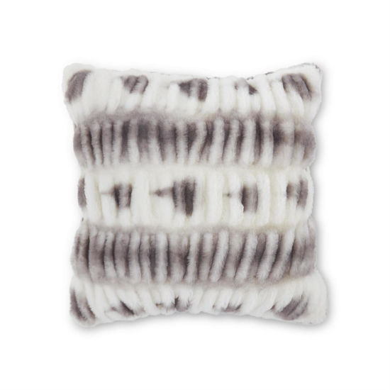 Gray & White Ribbed Faux Fur 18" Pillow by K & K Interiors