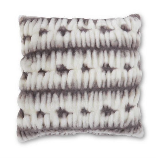 Gray & White Ribbed Faux Fur 24" Pillow by K & K Interiors