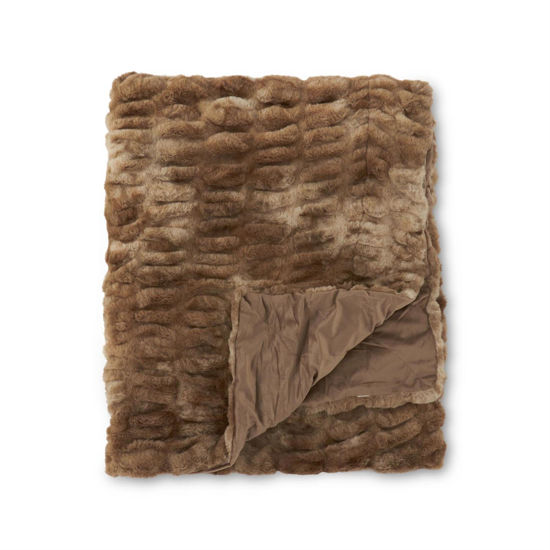 Brown Ribbed Faux Fur 60" Throw Blanket by K & K Interiors
