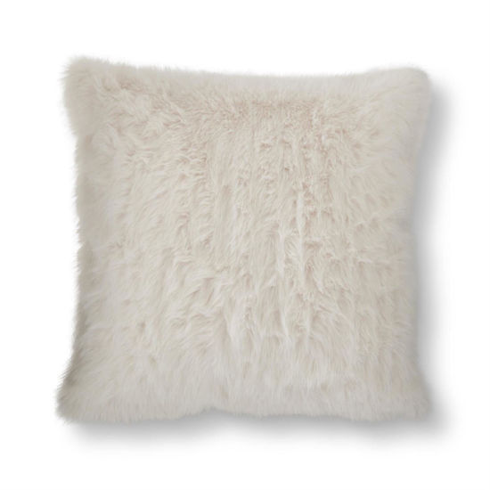 White Faux Fur 24" Pillow by K & K Interiors