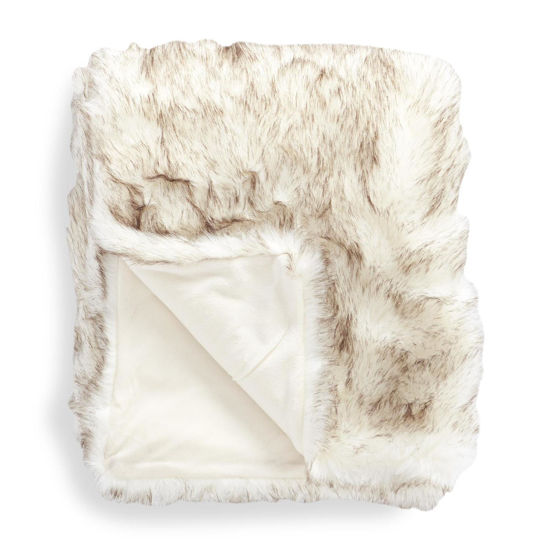 Cream Faux Fur 60" Throw Blanket by K & K Interiors