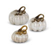 Cream and Gold Swirl Handblown Glass Pumpkins Set by K & K Interiors
