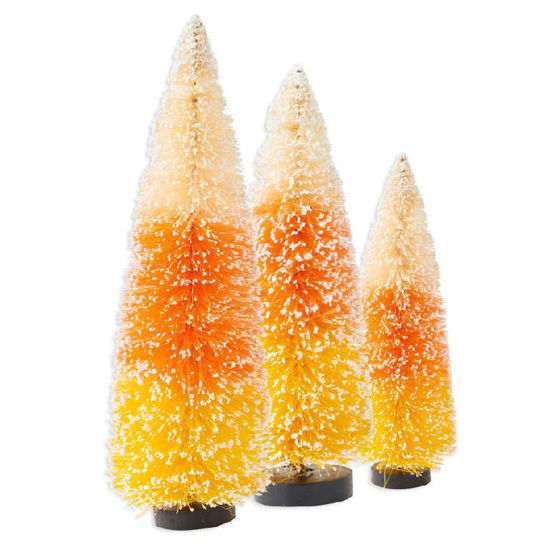 Candy Corn Bottle Brush Trees Set by K & K Interiors