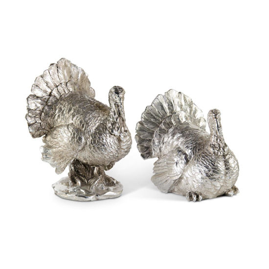 Silver Plated Sitting Turkeys by K & K Interiors