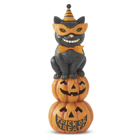 Party Hat Black Cat on LED Pumpkin Stack by K & K Interiors