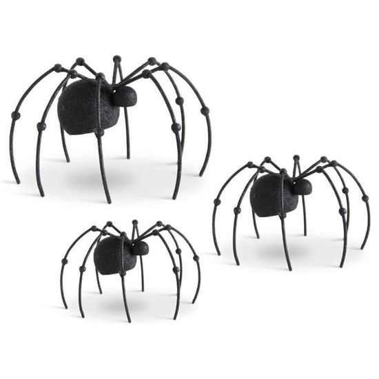 Glittered Black Metal Spiders Set by K & K Interiors