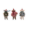 Wool Felt Mouse in Faux Fur Sweater - Beige with Wreath by Creative Co-op