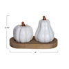 White Pumpkins Salt & Pepper Set with Wood Tray by Creative Co-op