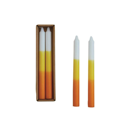 Candy Corn Colors Taper Candles Set by Creative Co-op