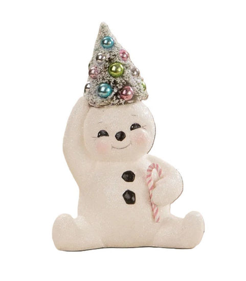 Pastel Candy Cane Snowman With Tree by Bethany Lowe