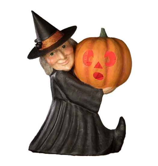 Witch With Pumpkin Large Paper Mache by Bethany Lowe Designs