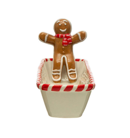 Cracker Dish with Sitting Gingerbread Man by Creative Co-op