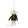 Wool Felt Mouse in Holiday Sweater Ornament - Tree by Creative Co-op
