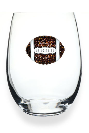 Brown and White Football Jeweled Glassware by The Queen's Jewel's