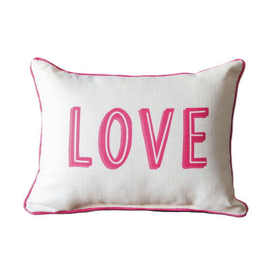 Love Pillow with Heart Pattern Back and Hot Pink Piping by Little Birdie