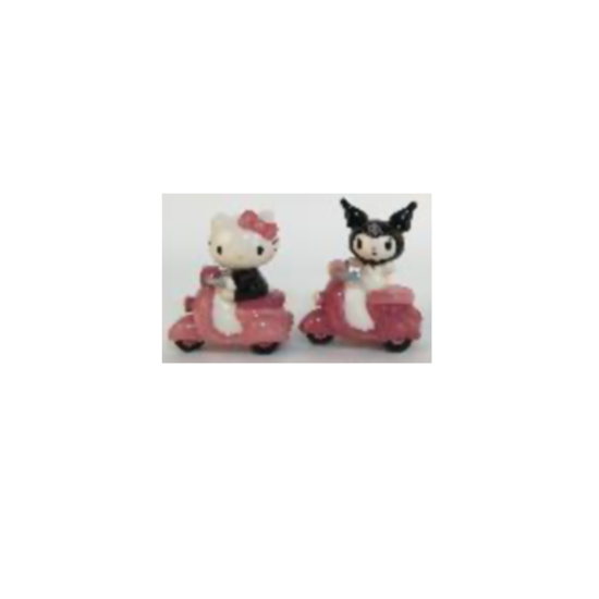 Hello Kitty and Kuromi Scooter Salt & Pepper Set by Blue Sky Clayworks