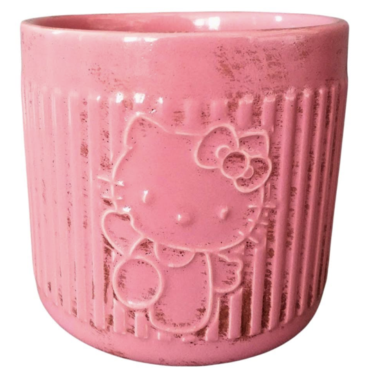 Hello Kitty Stripe Pink Planter by Blue Sky Clayworks
